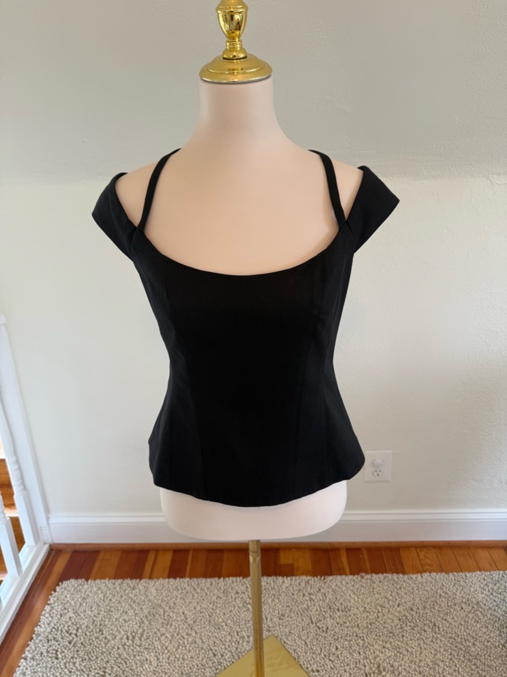 Nanette Lepore Black Corset-Style  Double-Strap Top Size 10